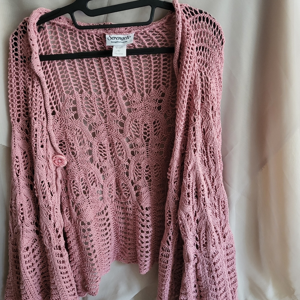 Cotton Knit Pink Cardigan